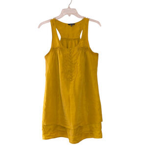 Naked Zebra Women's 100% Silk Gold Racerback Tunic Tank Top Medium Layers